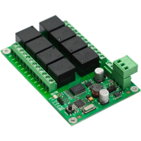 (image for) DIN-Rail 24V 8-Relay Modbus RTU ASCII RS485 Board